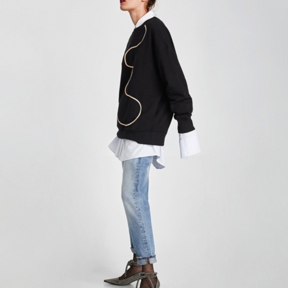 Zara Sweater long sleeves size S Black - Picture 7 of 8